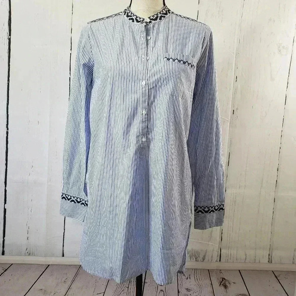 J. Crew Striped Embroidered Tunic - Picture 1 of 8